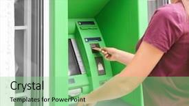  Presentation with credit card fraud fraud - PPT layouts with insert - woman inserting credit card background and a seafoam green colored foreground