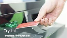  Presentation with atm - Slide deck featuring insert credit card into atm background and a  colored foreground