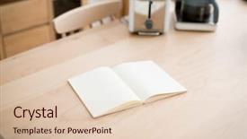  Presentation with brochure - Presentation theme enhanced with paper sheet template booklet design - open square format brochure background and a lemonade colored foreground