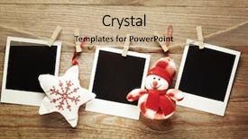  Presentation with christmas frames - Theme with vintage photo frames decorated for christmas on the wooden board background with space for your text background and a coral colored foreground