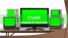  Presentation with green screen - Colorful slides enhanced with inserted - modern and vintage televisions backdrop and a shamrock green colored foreground