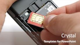  Presentation with smart card - Beautiful presentation theme featuring inserting a sim card backdrop and a tawny brown colored foreground