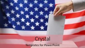  Presentation with usa flag - Presentation theme consisting of political cartoon - hand inserting envelope in ballot background and a coral colored foreground