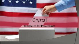  Presentation with usa flag - Presentation theme having political cartoon - hand inserting envelope in ballot background and a red colored foreground