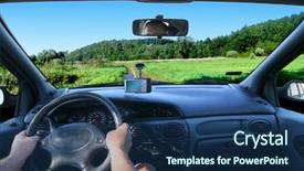  Presentation with module - Audience pleasing presentation theme consisting of inside a car backdrop and a navy blue colored foreground