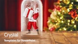  Presentation with merry christmas - PPT layouts consisting of inside a christmas snow globe background and a coral colored foreground