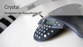  Presentation with conference phone calls - Theme featuring inside a conference room - selective background and a light gray colored foreground