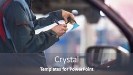  Presentation with mechanic - Presentation theme featuring inside-a-garage-mechanic-carrying background and a gray colored foreground