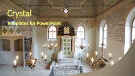  Presentation with jewish synagogue - Beautiful PPT theme featuring inside a jewish synagogue backdrop and a tawny brown colored foreground