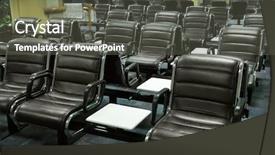  Presentation with airport lounge - PPT theme consisting of inside airplane - airport lounge background and a dark gray colored foreground