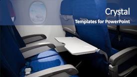  Presentation with airplane - PPT theme featuring inside airplane - seats and folding table background and a ocean colored foreground