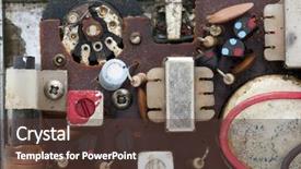  Presentation with radio workshops - Presentation design having inside an old fm radio background and a  colored foreground