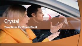  Presentation with traffic jam - Cool new presentation theme with inside car in traffic jam backdrop and a coral colored foreground