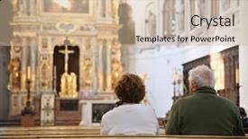  Presentation with history chartres cathedral - Presentation theme having inside church - visitors in cathedral background and a soft green colored foreground