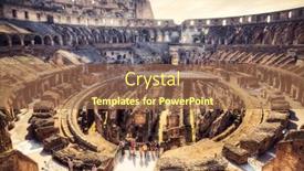  Presentation with stylized - Beautiful slide deck featuring inside-coliseum-draw-stylized-photo backdrop and a tawny brown colored foreground
