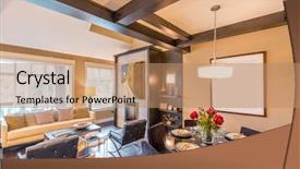  Presentation with luxury house - Presentation theme consisting of inside decoration - modern dining room in luxury background and a  colored foreground