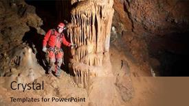  Presentation with seafood paella from spain recipe - PPT theme consisting of inside earth - caving in niguella cave zaragoza background and a coral colored foreground
