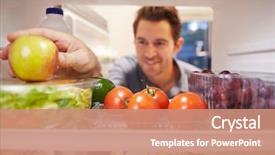  Presentation with snack food - Beautiful slides featuring inside fridge full of food backdrop and a coral colored foreground