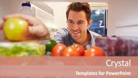  Presentation with diabetes and food - Theme featuring inside fridge full of food background and a coral colored foreground
