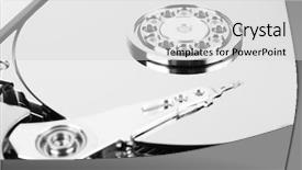 Presentation with cylinder head - Beautiful PPT theme featuring inside hard drive cylinder backdrop and a light gray colored foreground