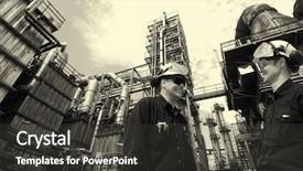  Presentation with oil refinery industry - Slide set with inside large chemical refinery industry background and a dark gray colored foreground