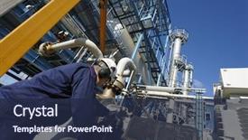  Presentation with oil gas - Audience pleasing presentation consisting of inside large oil and gas backdrop and a navy blue colored foreground