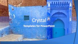  Presentation with morocco culture - Audience pleasing slides consisting of inside medina of chefchaouen morocco backdrop and a teal colored foreground