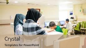  Presentation with hospital ministry - Slides featuring inside nice hospital background and a coral colored foreground