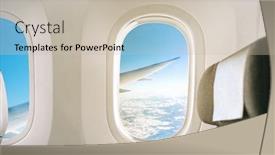  Presentation with plane - Slide deck having inside-of-a-plane-window background and a soft green colored foreground