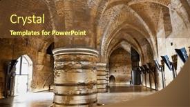  Presentation with knight - Presentation theme featuring inside-of-knight-templer-castle background and a tawny brown colored foreground