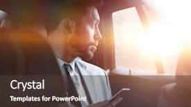  Presentation with car business - Slide deck featuring inside sales - handsome business man in car background and a tawny brown colored foreground