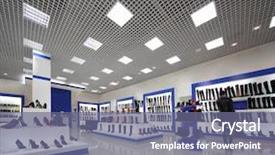  Presentation with lighting - PPT theme with inside spacious lighting shoes shop background and a gray colored foreground