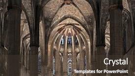  Presentation with santa - Amazing PPT theme having inside the cathedral of santa backdrop and a tawny brown colored foreground