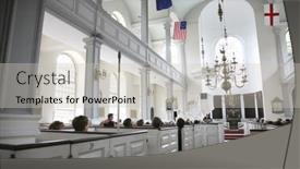  Presentation with boston - Presentation with inside-the-old-north-church background and a light gray colored foreground