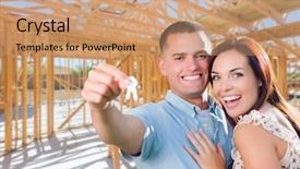  Presentation with construction site construction - Slides featuring inside their new home construction background and a coral colored foreground