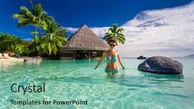  Presentation with infinity - Beautiful presentation design featuring inside tropical infinity pool tahiti backdrop and a seafoam green colored foreground