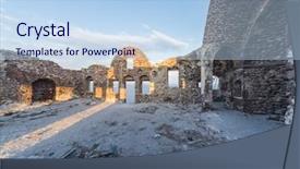  Presentation with santorini - PPT theme with inside-view-of-venetian-castle background and a light blue colored foreground