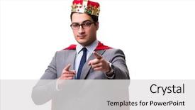  Presentation with king - Audience pleasing presentation design consisting of insignia - king businessman wearing red cover backdrop and a light gray colored foreground