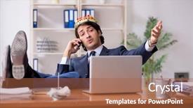  Presentation with office king - Presentation theme with insignia - young king businessman working background and a  colored foreground