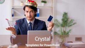  Presentation with office king - Slide set featuring insignia - young king businessman working background and a coral colored foreground