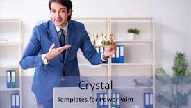  Presentation with office king - Beautiful PPT theme featuring insignia - young king businessman working backdrop and a ocean colored foreground