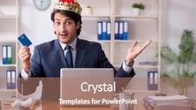  Presentation with office king - Audience pleasing presentation design consisting of insignia - young king businessman working backdrop and a coral colored foreground