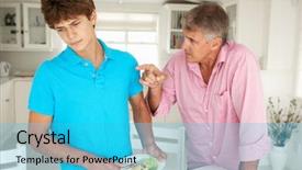  Presentation with teenage - Presentation theme enhanced with children ages - father making teenage son do background and a cyan colored foreground