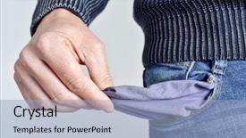  Presentation with jeans - Presentation theme enhanced with insolvency - broke young caucasian man background and a light blue colored foreground