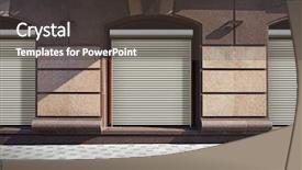  Presentation with closed - Slide deck featuring insolvency - closed shutters on show window background and a tawny brown colored foreground