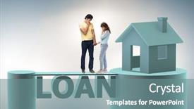  Presentation with mortgage - PPT theme having insolvency - concept of family taking mortgage background and a seafoam green colored foreground