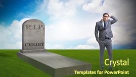  Presentation with difficulty - Beautiful presentation design featuring insolvency - insolvent businessman having difficulty raising backdrop and a tawny brown colored foreground