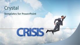  Presentation with crisis - PPT theme having insolvent - crisis concept with businessman walking background and a light blue colored foreground