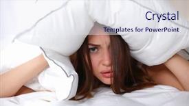  Presentation with sickness - Amazing PPT theme having morning sickness - female lying on bed backdrop and a sky blue colored foreground