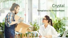  Presentation with logistics - Audience pleasing slide set consisting of inspecting delivered goods and keeping backdrop and a sky blue colored foreground